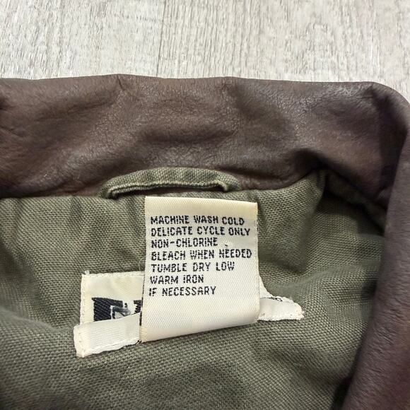 Vintage Falls Creek Chore Coat Men's XL Green Leather Collar Barn Utility Boxy - Picture 5 of 7